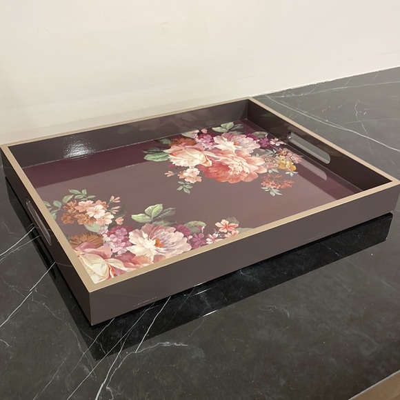 Fringe Studio - Classic Rose Gray Floral Tray - Picture 4 of 4